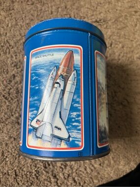 Vintage Space Shuttle Tin Canister - Blue